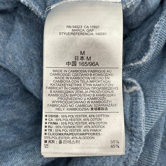 GAP Sweatshirt Heathered Blue Quilted Diamond Pullover 3/4 Sleeve Cozy Top M - Picture 6 of 8